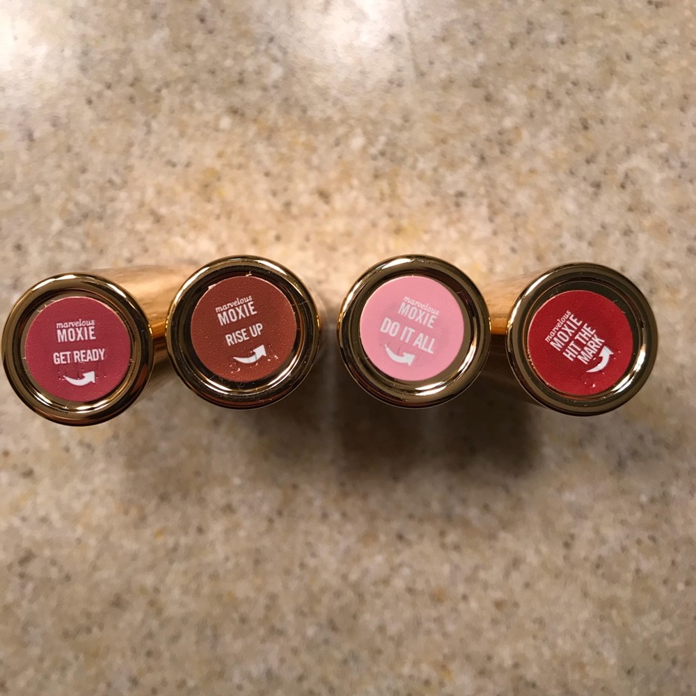 4 BareMinerals Mini Moxie lipsticks- New